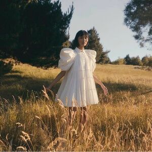 AJE Swift Butterfly Sleeve Smock Dress Size 8 AU / 4 US White Puff
Sleeve NEW